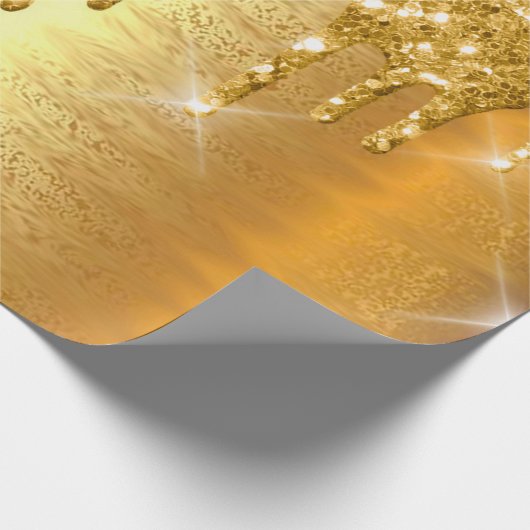 Gold Metallische Funkelnd Tropfen Glitzer Bridal W Geschenkpapier (Ecke)