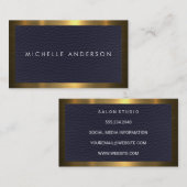 Gold-Metallische Grenze | Blauledergewebe Visitenkarte (Vorne/Hinten)