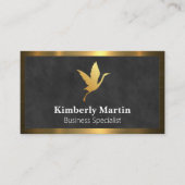 Gold-Metallische Grenze | Hintergrund schwarzer Te Visitenkarte (Vorderseite)