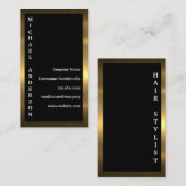 Gold-Metallische Grenze | Schwarzer Hintergrund Visitenkarte (Vorne/Hinten)