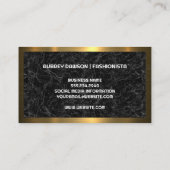 Gold-Metallische Grenze | Schwarzer Marmor Visitenkarte (Rückseite)