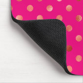 Gold Metallische Imitat Foil Polka Dot Pink Hinter Mousepad (Ecke)