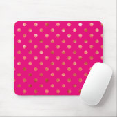 Gold Metallische Imitat Foil Polka Dot Pink Hinter Mousepad (Mit Mouse)