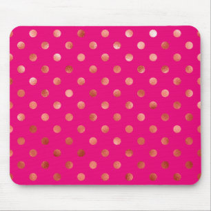 Gold Metallische Imitat Foil Polka Dot Pink Hinter Mousepad