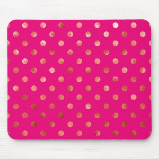Gold Metallische Imitat Foil Polka Dot Pink Hinter Mousepad (Vorne)