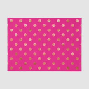 Gold Metallische Imitat Foil Polka Dot Pink Hinter Seidenpapier