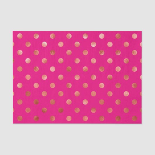 Gold Metallische Imitat Foil Polka Dot Pink Hinter Seidenpapier (Vorderseite)