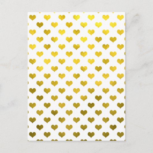 Gold Metallische Imitate Foil Hearts Polk Dot Hear Postkarte (Vorderseite)