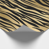 Gold Metallische Schwarze Tiger Tierhaut Eleganter Geschenkpapier (Ecke)