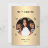 Gold Metallische Snowflake Foto Weihnachtskarte (Vorderseite)
