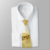 Gold-Metallische Sonnenuntergangsblumen-Reflektion Krawatte (Gebunden)