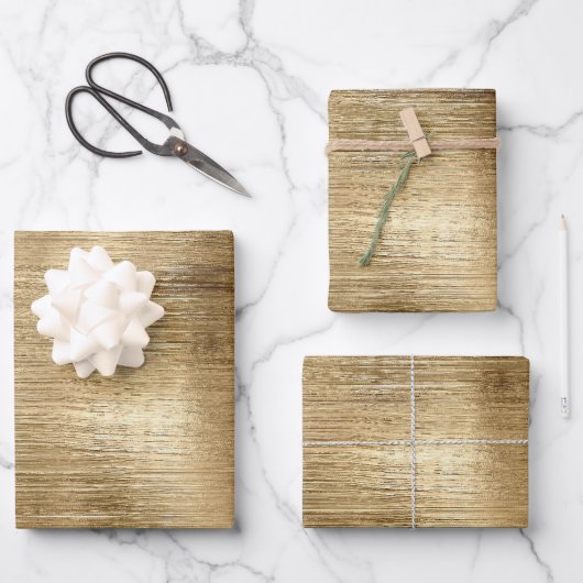 Gold metallische Textur rustikalen Schimmer stilvo Geschenkpapier Set (Vorderseite)