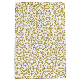 Gold Metallische Weihnachtsstars Gelbes Muster Mittlere Geschenktüte