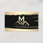 Gold-Metallische Zuhause-Logo | Monogramm Visitenkarte (Vorderseite)