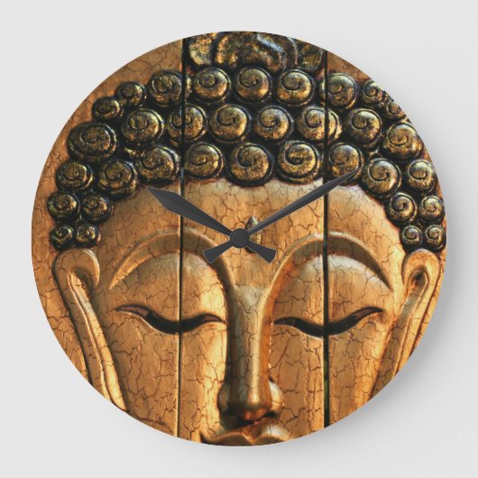 Gold metallischer Buddha Große Wanduhr (Vorderseite)