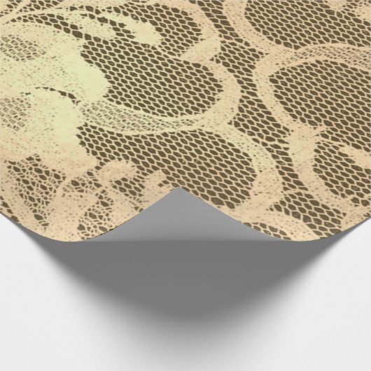 Gold Metallischer Champagner Luxus Floral Lace Bro Geschenkpapier (Ecke)