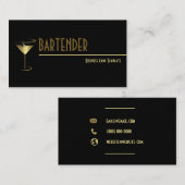 Gold Metallischer Cocktail Logo-Barkeeper Visitenkarte (Vorne/Hinten)
