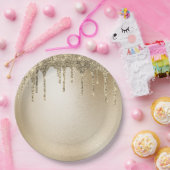 Gold Metallischer Glitzer Tropfen Elegante  Pappteller (Party)