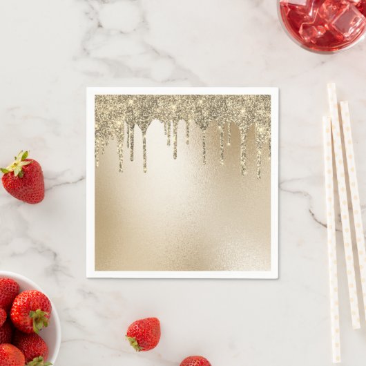 Gold Metallischer Glitzer Tropfen Elegante Serviette (Beispiel)