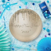 Gold Metallischer Glitzer Tropfen Elegantes Glück Pappteller (Party)