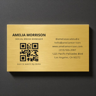 Gold Metallischer QR-Code Minimalist Professional Visitenkarte