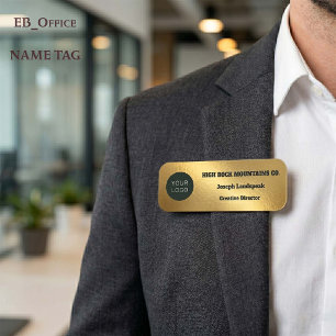 Gold Metallisches Geschäft Mitarbeiter Logo Namensschild