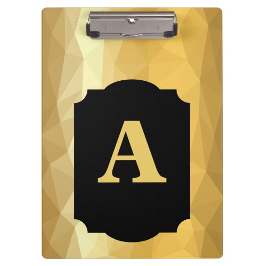 Gold Metallisches Luxusschwarz persönliches Monogr Klemmbrett (Vorderseite)