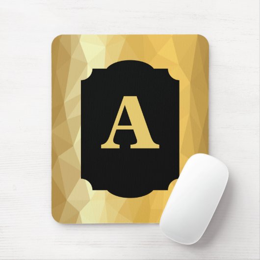 Gold Metallisches Luxusschwarz persönliches Monogr Mousepad (Mit Mouse)