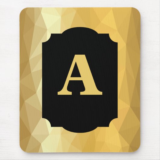 Gold Metallisches Luxusschwarz persönliches Monogr Mousepad (Vorne)
