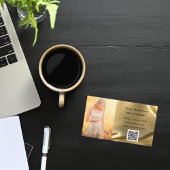 Gold Metallisches QL-Logo-Mitarbeiter-Foto Visitenkarte