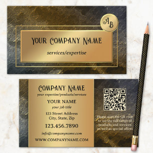 Gold-Metallisches QR-Professional-Monogramm-Design Visitenkarte
