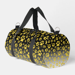Gold-Metallmuster-Pfoten auf Gradientenhintergrund Duffle Bag