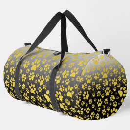 Gold-Metallmuster-Pfoten auf Gradientenhintergrund Duffle Bag