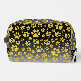 Gold-Metallmuster-Pfoten auf Gradientenhintergrund Waschbeutel