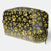 Gold-Metallmuster-Pfoten auf Gradientenhintergrund Waschbeutel (Rechte Ecke)