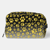 Gold-Metallmuster-Pfoten auf Gradientenhintergrund Waschbeutel (Rückseite)