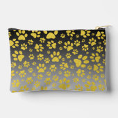 Gold-Metallmuster-Pfoten auf Gradientenhintergrund Zubehörtasche (Rückseite)