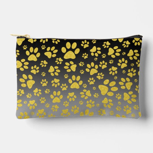 Gold-Metallmuster-Pfoten auf Gradientenhintergrund Zubehörtasche (Vorderseite)