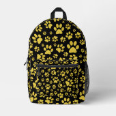 Gold-Metallmuster-Pfoten auf schwarzem Hintergrund Bedruckter Rucksack (Vorderseite)