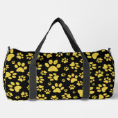 Gold-Metallmuster-Pfoten auf schwarzem Hintergrund Duffle Bag (Vorderseite)