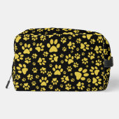 Gold-Metallmuster-Pfoten auf schwarzem Hintergrund Waschbeutel (Rückseite)