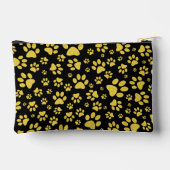Gold-Metallmuster-Pfoten auf schwarzem Hintergrund Zubehörtasche (Rückseite)