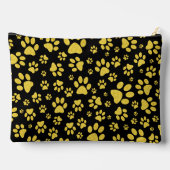 Gold-Metallmuster-Pfoten auf schwarzem Hintergrund Zubehörtasche (Rückseite)