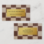 Gold-Metallplatte | Schachbrett Muster Visitenkarte (Vorne/Hinten)