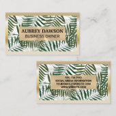 Gold Metallrahmen | Boho Palm Blätter Style Visitenkarte (Vorne/Hinten)