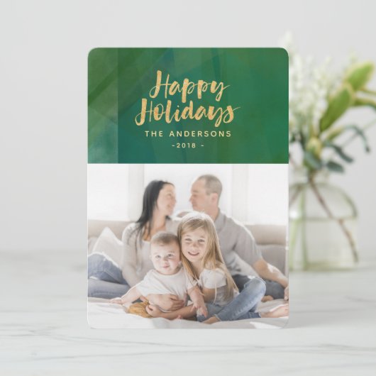 Gold-Metallurlaub Feiertagskarte (Stehend Vorderseite)