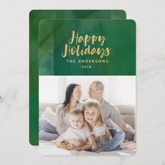 Gold-Metallurlaub Feiertagskarte (Vorne/Hinten)