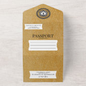 Gold Mexico Passport Hochzeit All In One Einladung (Außenbereich)