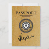 Gold Mexico Passport Hochzeit Einladung (Rückseite)