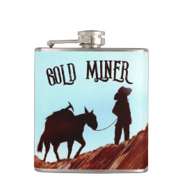 Gold Miner und Pack Mule Flachmann